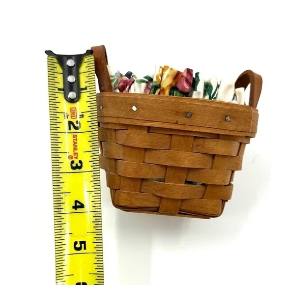 Vtg Longaberger Thyme Booking Basket 1995 Garden Splendor Liner Leather Handles - Picture 11 of 12